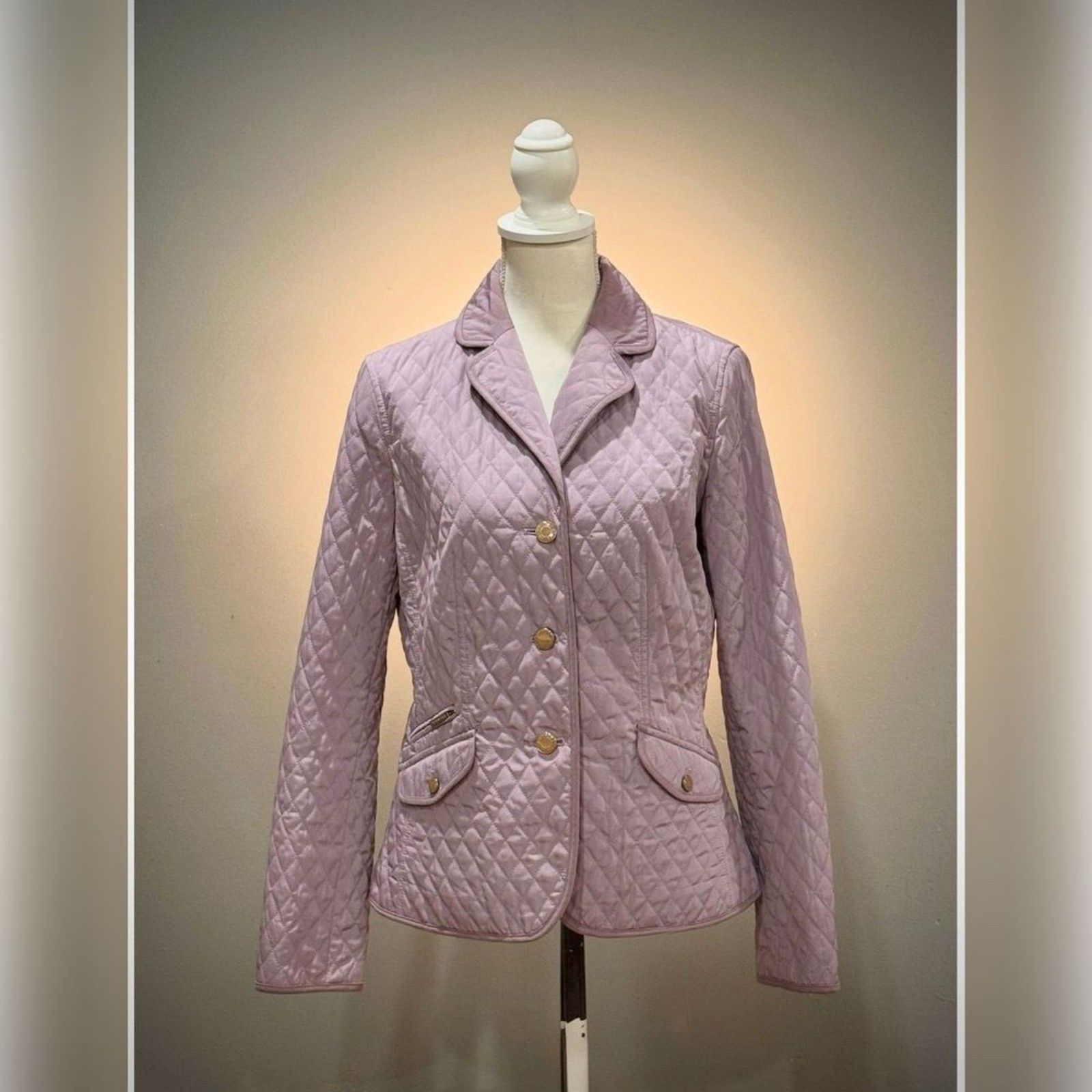 Lilac Talbots Quilted Light Jacket Size 8 Euc